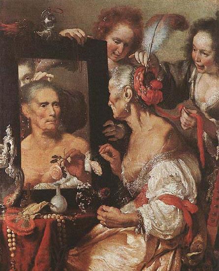 STROZZI, Bernardo Old Woman at the Mirror Germany oil painting art